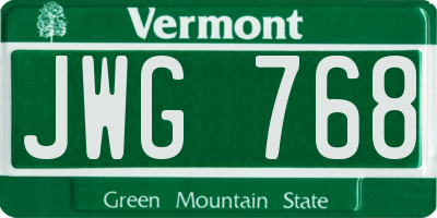 VT license plate JWG768