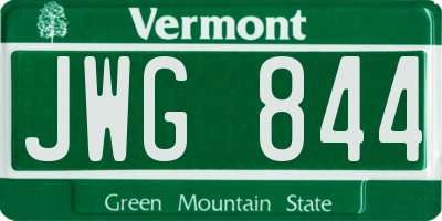 VT license plate JWG844