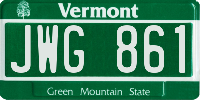 VT license plate JWG861