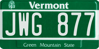 VT license plate JWG877