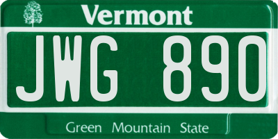 VT license plate JWG890