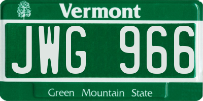 VT license plate JWG966