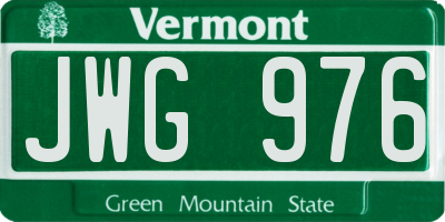 VT license plate JWG976