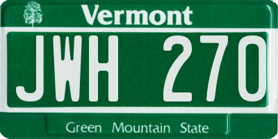 VT license plate JWH270