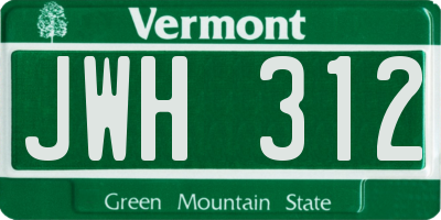 VT license plate JWH312
