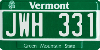 VT license plate JWH331