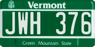 VT license plate JWH376