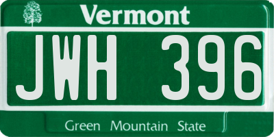VT license plate JWH396