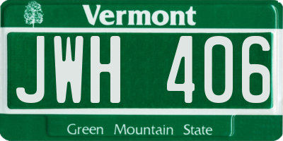 VT license plate JWH406