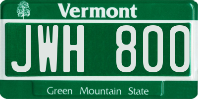 VT license plate JWH800