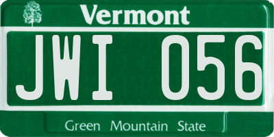 VT license plate JWI056