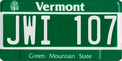 VT license plate JWI107