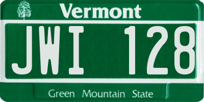 VT license plate JWI128