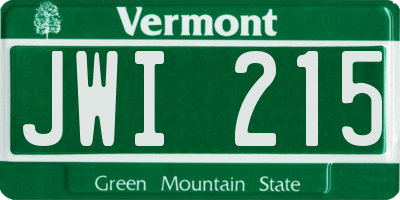 VT license plate JWI215