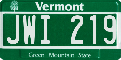 VT license plate JWI219