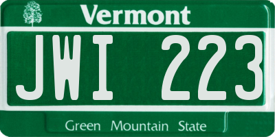 VT license plate JWI223