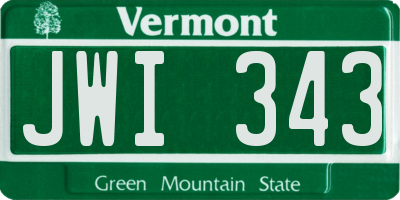 VT license plate JWI343