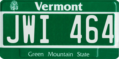 VT license plate JWI464