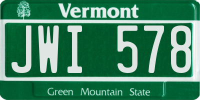 VT license plate JWI578
