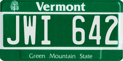 VT license plate JWI642