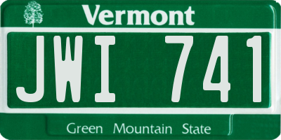 VT license plate JWI741
