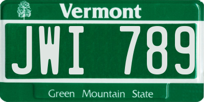 VT license plate JWI789