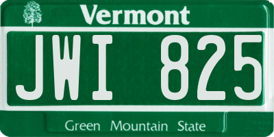 VT license plate JWI825