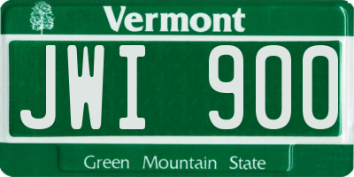 VT license plate JWI900