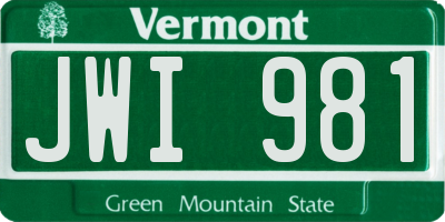VT license plate JWI981