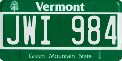 VT license plate JWI984