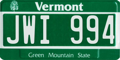 VT license plate JWI994