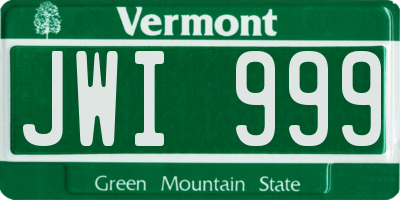 VT license plate JWI999