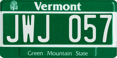 VT license plate JWJ057