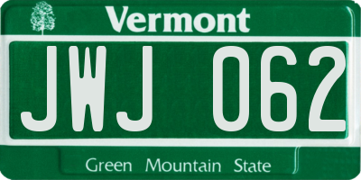 VT license plate JWJ062