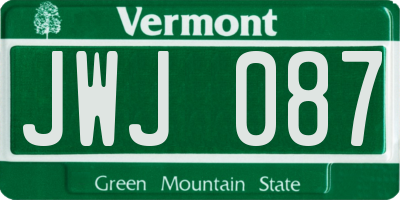 VT license plate JWJ087