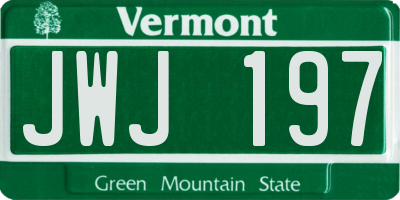 VT license plate JWJ197