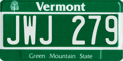 VT license plate JWJ279