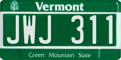 VT license plate JWJ311