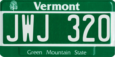 VT license plate JWJ320