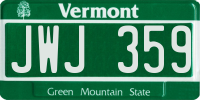 VT license plate JWJ359