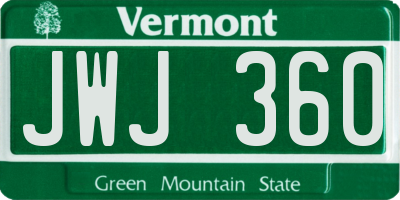 VT license plate JWJ360