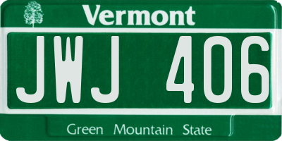VT license plate JWJ406