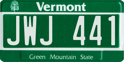 VT license plate JWJ441
