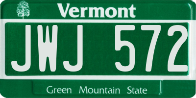 VT license plate JWJ572