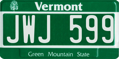 VT license plate JWJ599