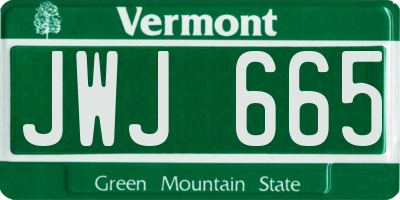 VT license plate JWJ665