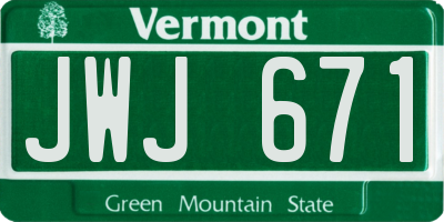 VT license plate JWJ671