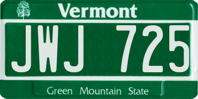 VT license plate JWJ725