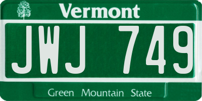 VT license plate JWJ749