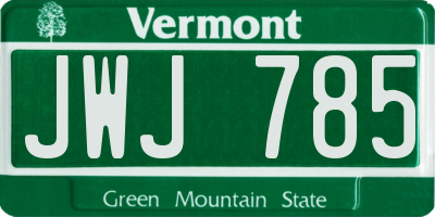 VT license plate JWJ785